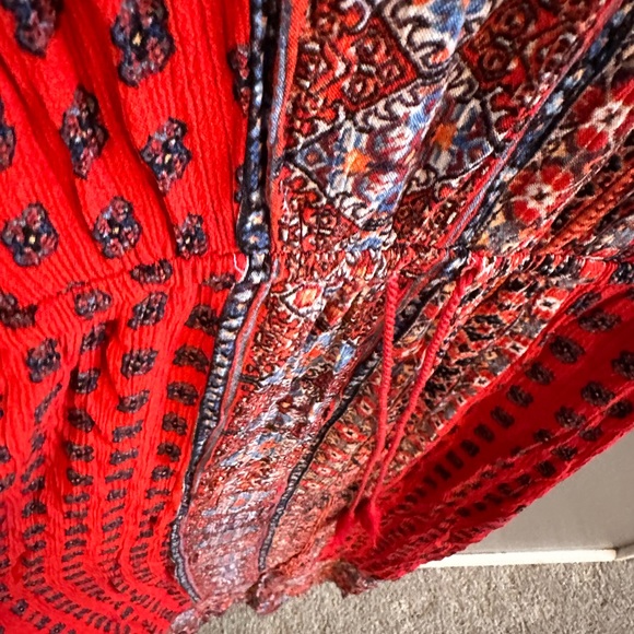 Boho Red Tasseled Sleeveless Maxi Dress - Pink Rose size Small - Some damage - M - Picture 6 of 8